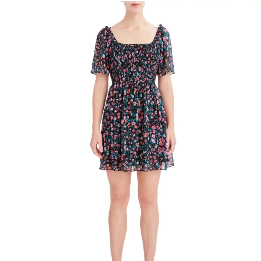 BCBG Paris Women's Juniors Smocked Bodice Dress